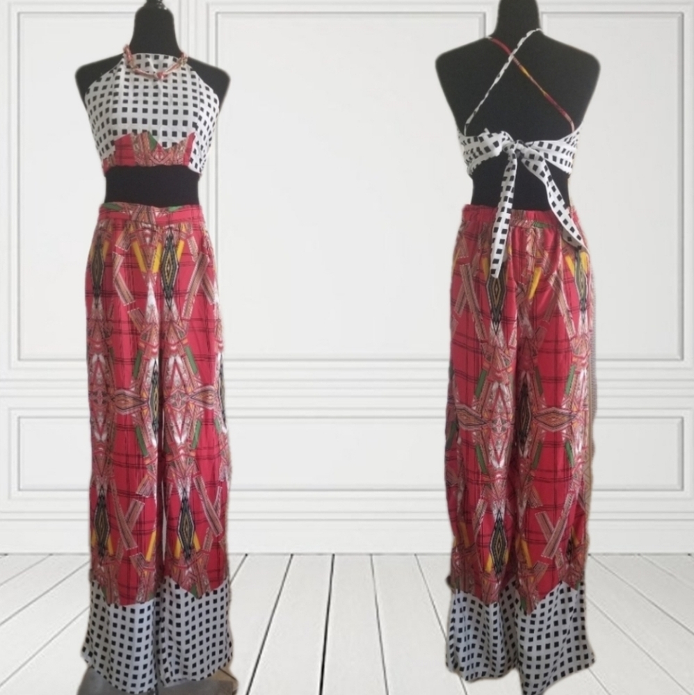 2 piece Halter Top Pant Suit